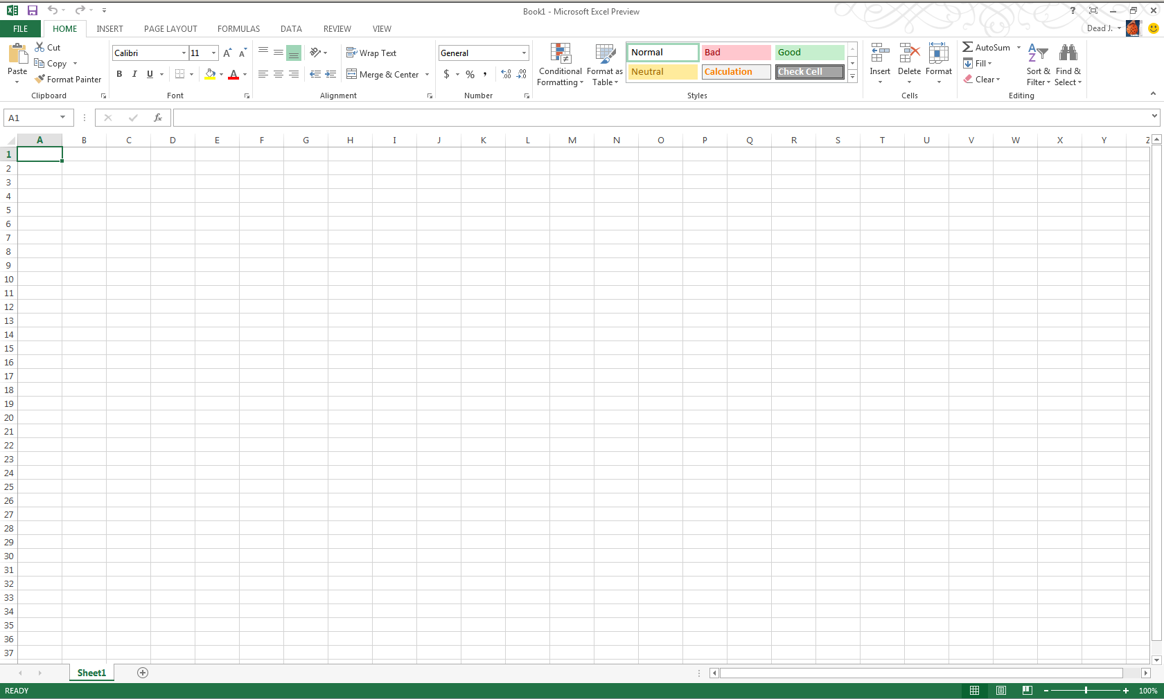 Microsoft Excel 2013 Screenshot