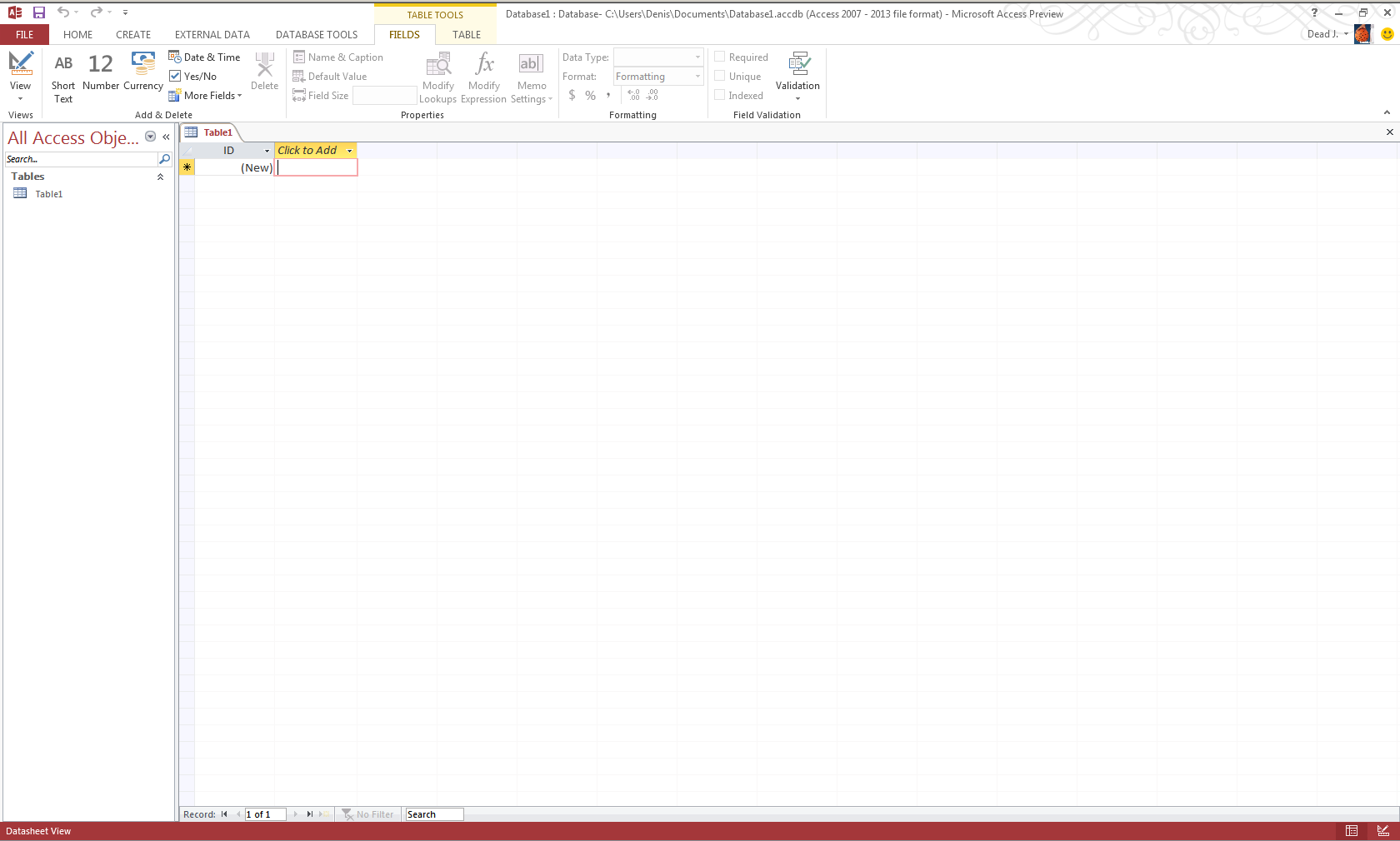 Microsoft Access 2013 Screenshot