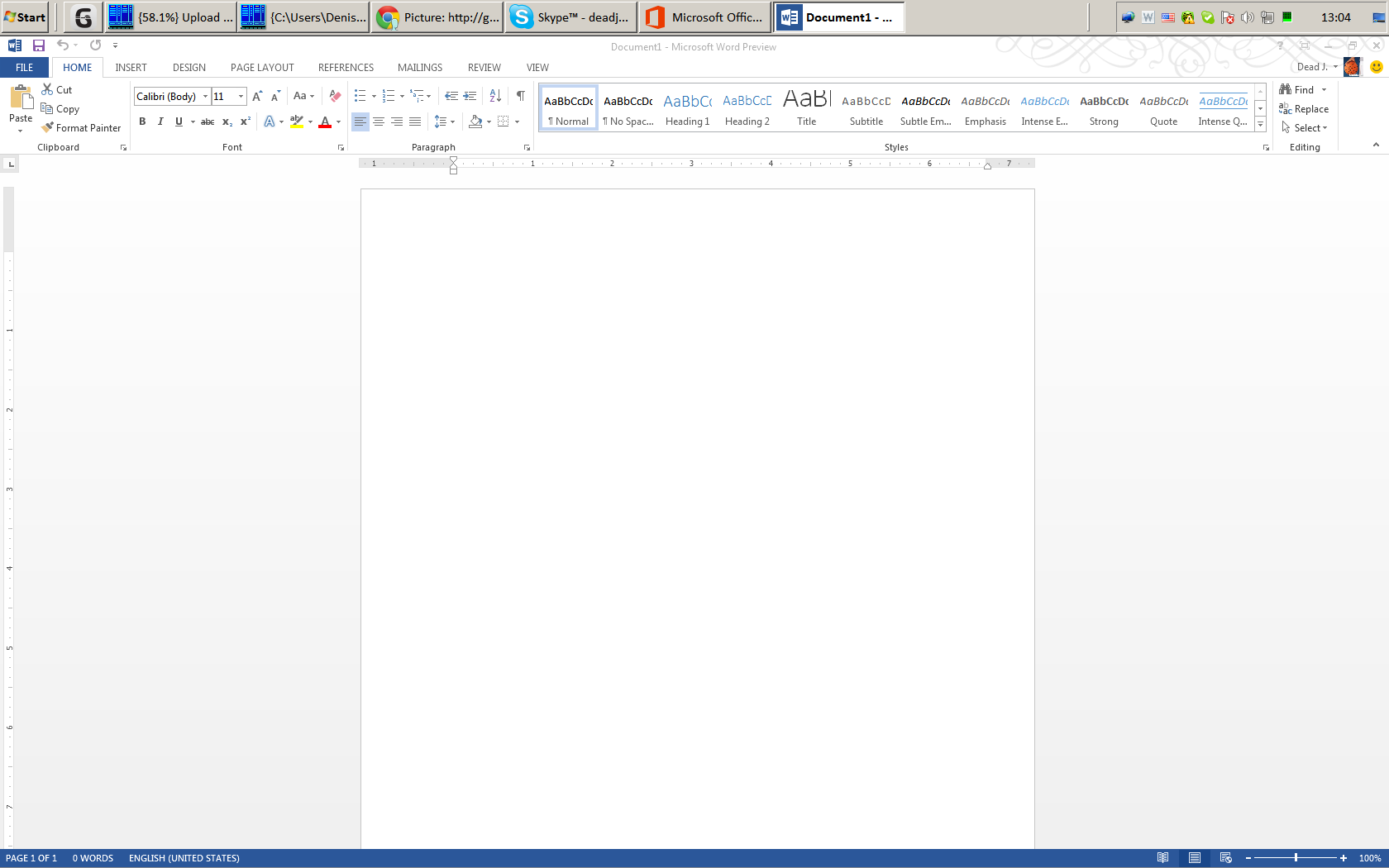 Microsoft Word 2013 Screenshot