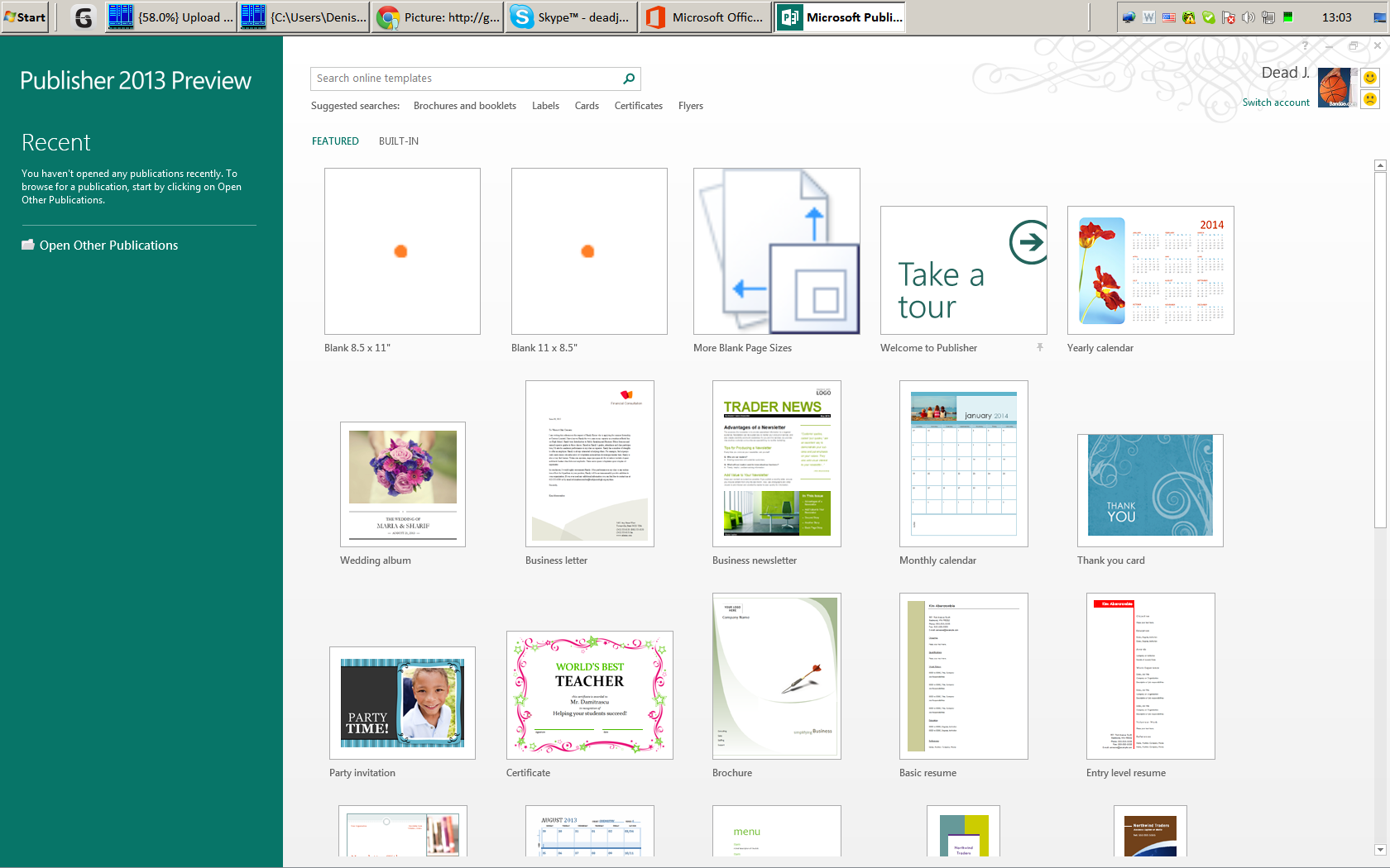 Microsoft Publisher 2013 Screenshot